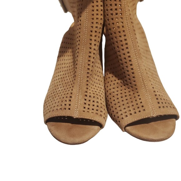 Tahari Margaret 2 Women's Open Toe Booties Heels Leather Tan Nude Size 9 - Picture 4 of 6